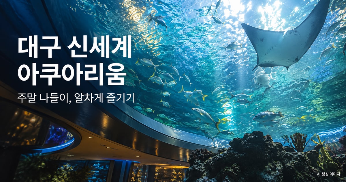 대구 신세계 아쿠아리움 나들이를 표현한 사진형 AI 이미지 · 실제 시설 촬영 사진이 아닙니다.