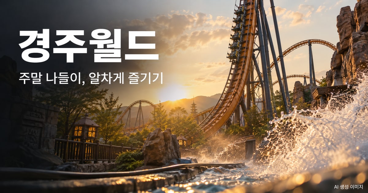경주월드 나들이를 표현한 사진형 AI 이미지 · 실제 시설 촬영 사진이 아닙니다.