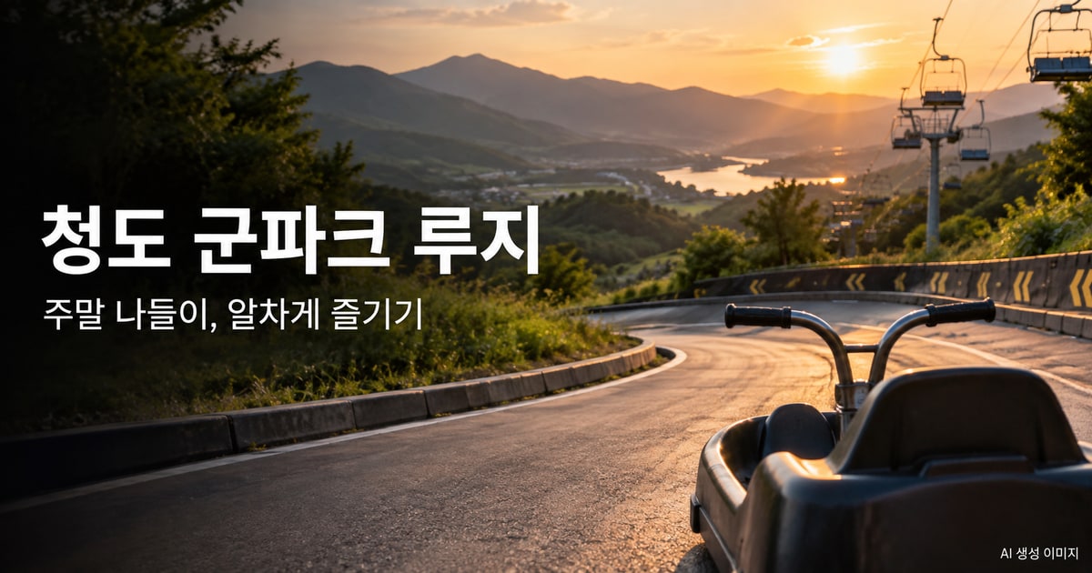 청도 군파크 루지 나들이를 표현한 사진형 AI 이미지 · 실제 시설 촬영 사진이 아닙니다.