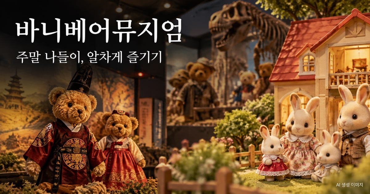 바니베어뮤지엄 나들이를 표현한 사진형 AI 이미지 · 실제 시설 촬영 사진이 아닙니다.