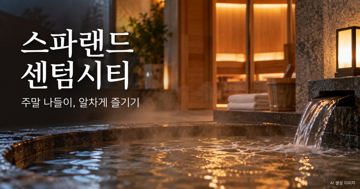 스파랜드 센텀시티 나들이를 표현한 사진형 AI 이미지 · 실제 시설 촬영 사진이 아닙니다.