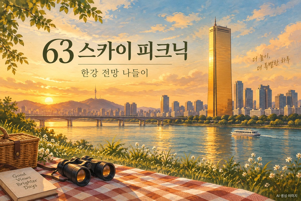 서울 63 스카이 피크닉 방문 안내를 위한 AI 콘셉트 일러스트